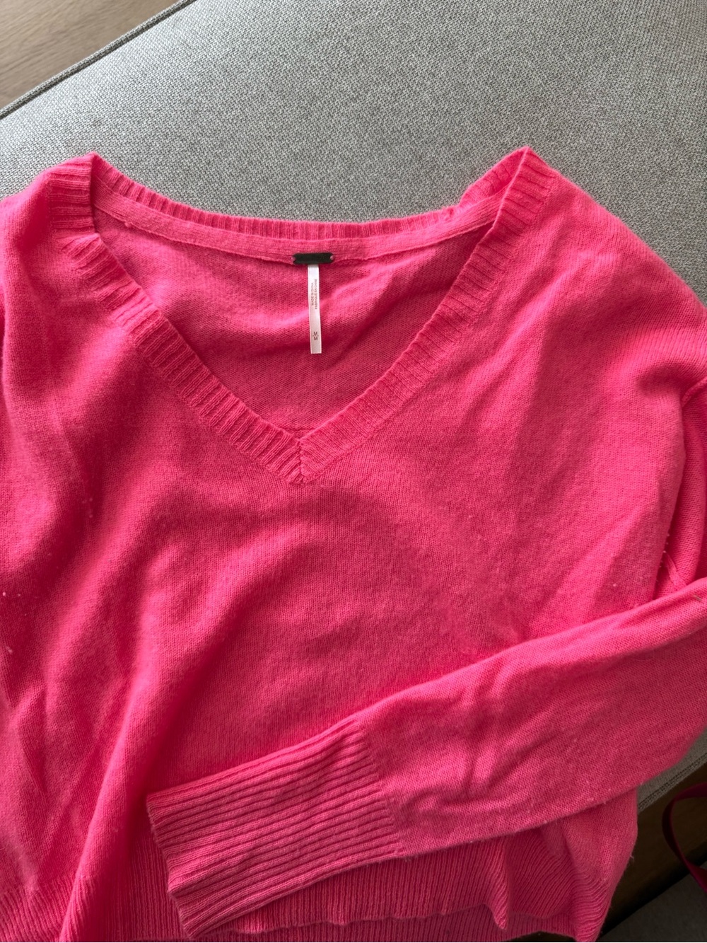 Pink V Neck Free People Sweater